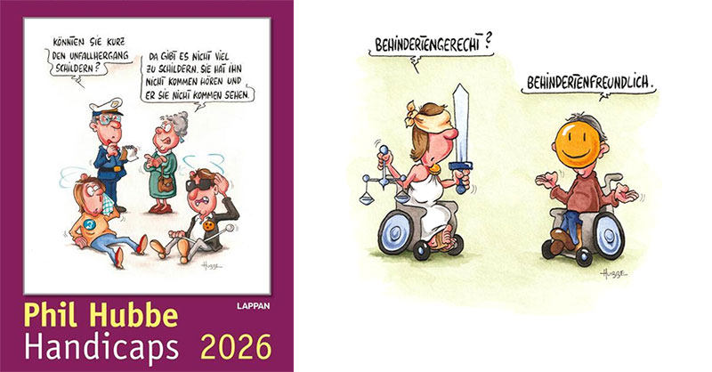 Titelblatt des Hubbe Kalenders Handicaps 2026 mit Cartoon