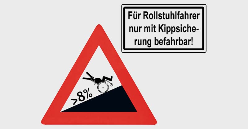 Verkehrszeichen Rampe Sturzgefahr bei 8%